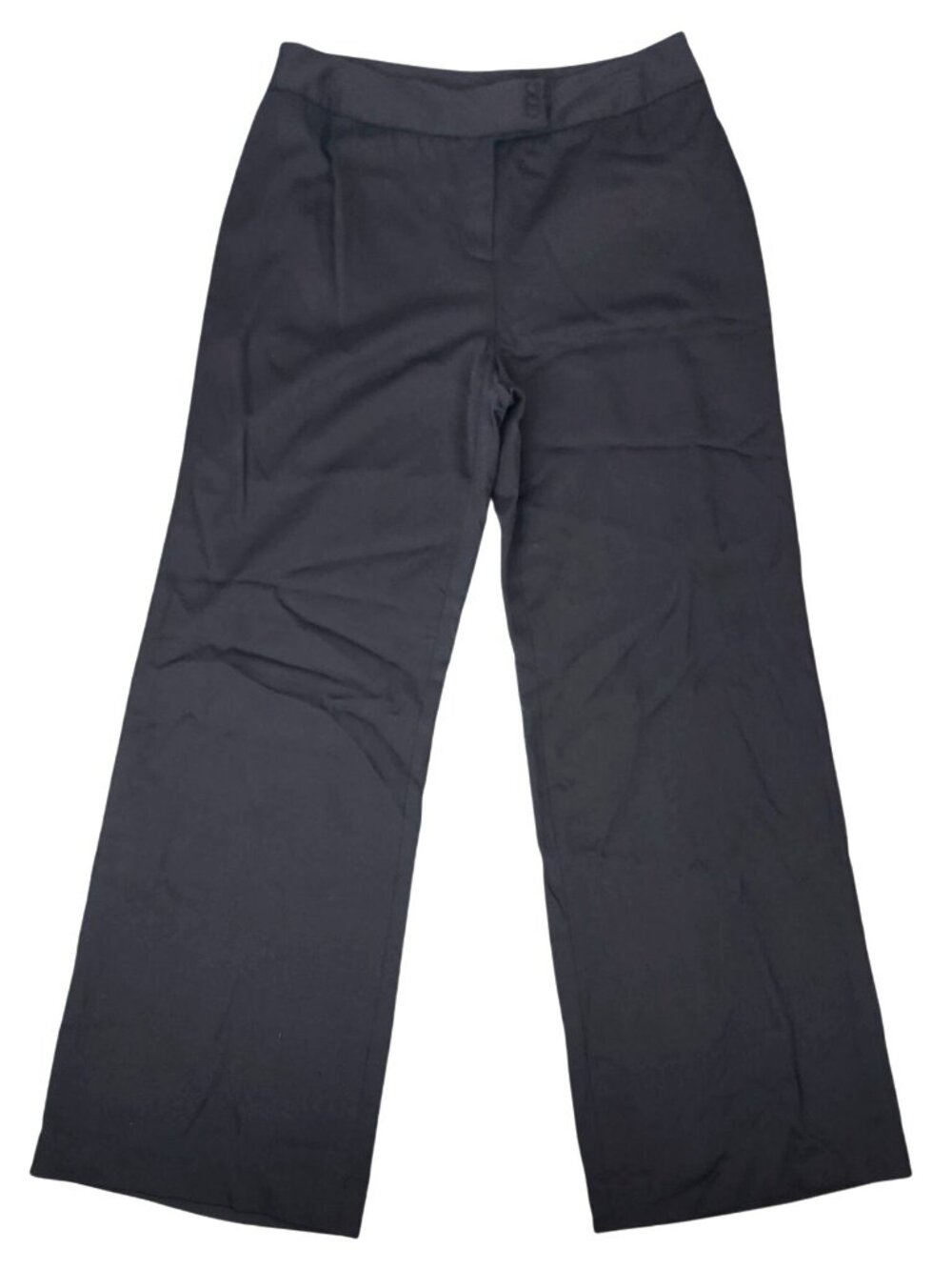 Women's Anne Klein Black Wide Leg Dress Pants Size 8 Wool Blend Mid Rise Lined
